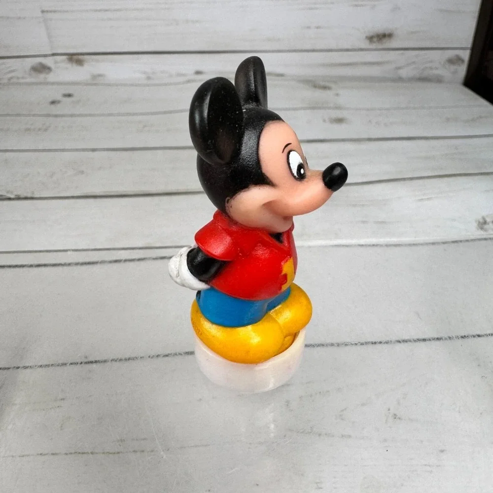 Vtg Disney Mickey Mouse Stamper figure Rubber Toy Red Shirt #1 Base Hong Kong
